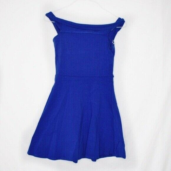 Wayf Dress S Womens Off Shoulder Mini Blue Fit and Flare Party Cocktail Date - Picture 2 of 5